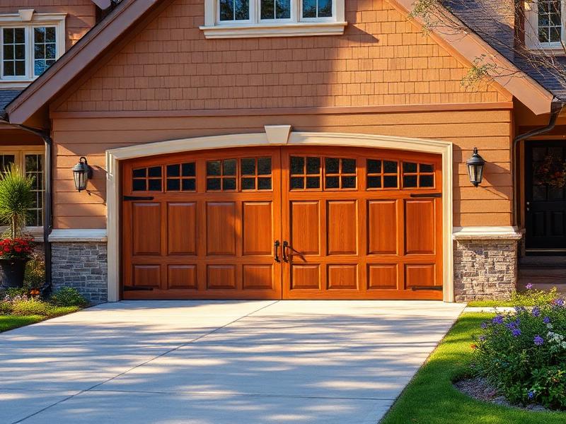 Custom carriage-style garage door installation on craftsman home